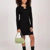 Geribbelde jurk met open detail