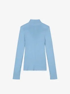 Geribbelde ski pully met col