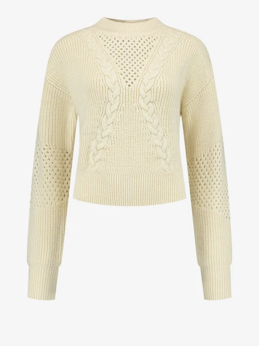 Kabelgebreide trui met turtleneck