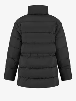 Puffer jas met capuchon en getailleerde taille