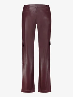 Rechte Vegan leren cargo broek met middelhoge taille