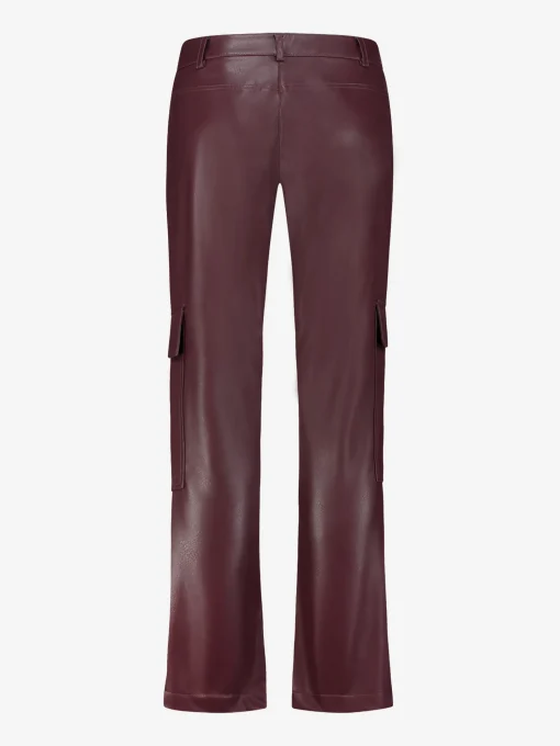 Rechte Vegan leren cargo broek met middelhoge taille